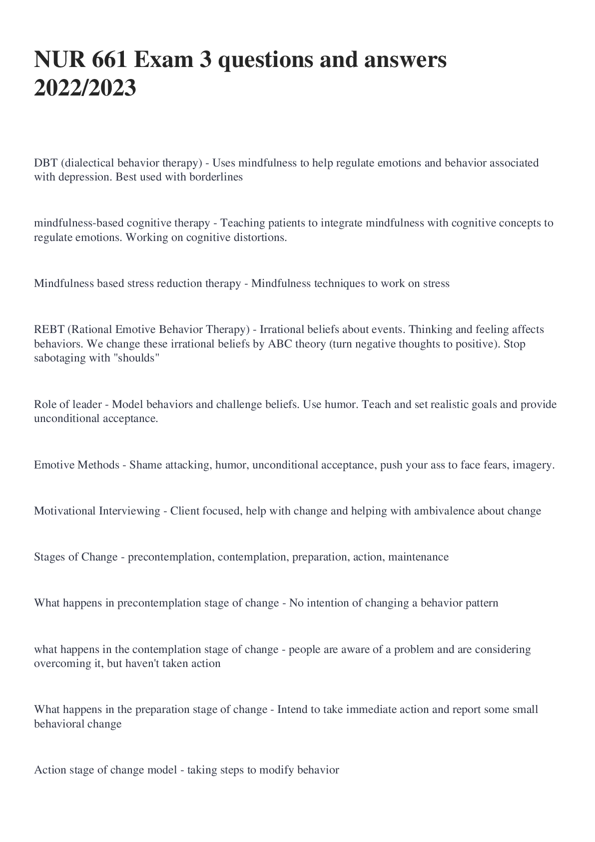 Preview image for NUR 661 Exam 3 questions and answers 2022/2023